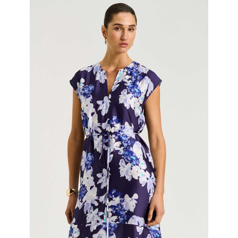 Veronika Maine Midnight Climbing Vine Satin Midi Dress image number 3